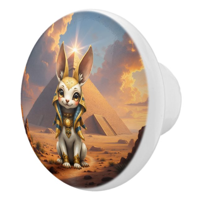 Sunlit Guardian – Desert Relic Bunny.  Ceramic Knob (Right)