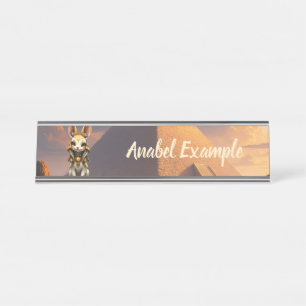 Sunlit Guardian – Desert Relic Bunny. Desk Name Plate