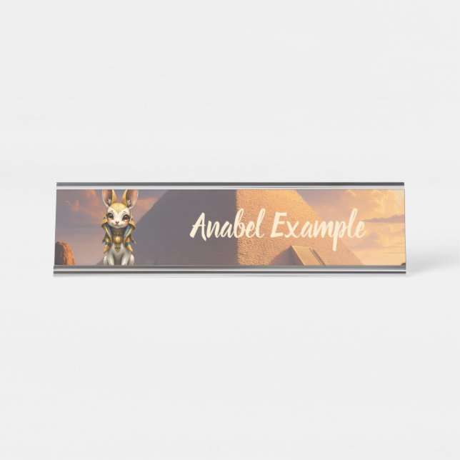 Sunlit Guardian – Desert Relic Bunny. Desk Name Plate (Front)