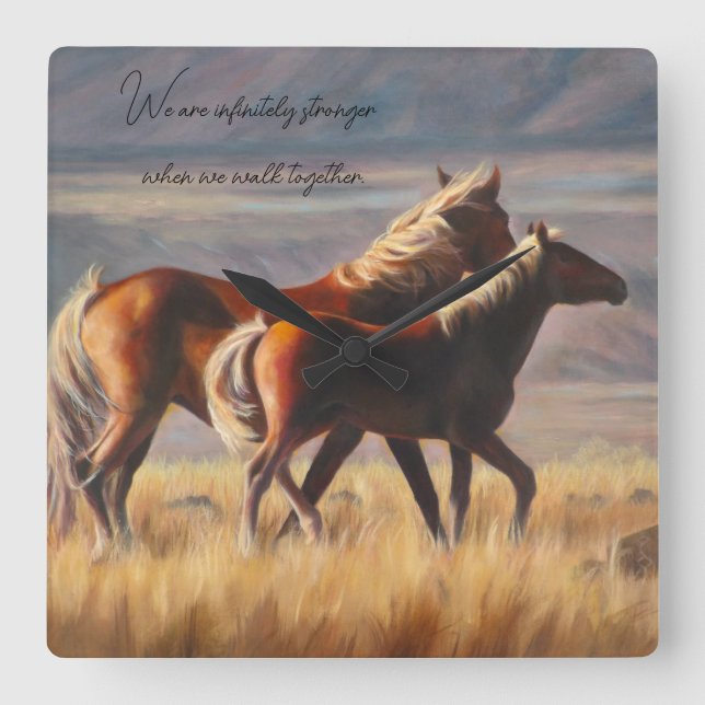 Sunlit Horses Wall Clock (Front)
