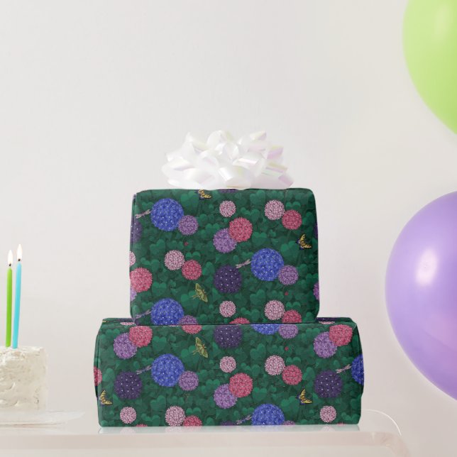 Sunlit Hydrangea Garden Pewter Medium Wrapping Paper (Party Gifts)