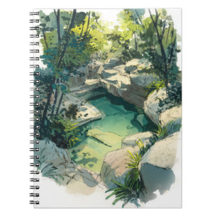 Sunlit Jungle Rock Pool Nature Escape Art Notebook
