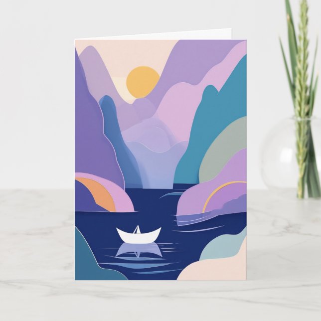 Sunlit Lake Reflection Card (Front)