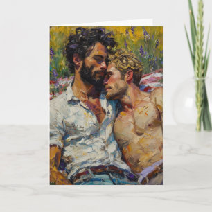Sunlit Lavender Field Embrace Card