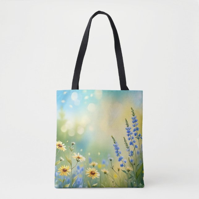 Sunlit Meadow Watercolor Tote Bag (Front)