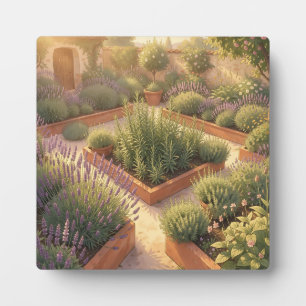 Sunlit Mediterranean Herb Garden Lavender Rosemary Plaque