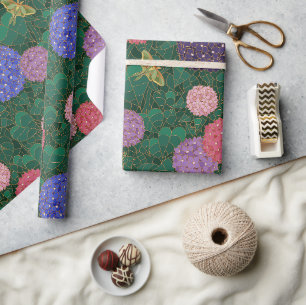 Sunlit Moth Hydrangea Garden Bronze Large Wrapping Paper