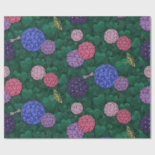 Sunlit Moth Hydrangea Garden Pewter Large Wrapping Paper