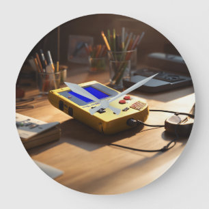 Sunlit Nostalgia: Retro Handheld Revival Large Clock