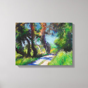 Sunlit Olive Grove Pastel Landscape Canvas Print