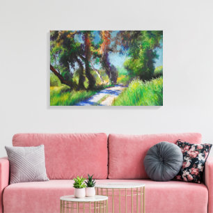 Sunlit Olive Grove Pastel Landscape Canvas Print