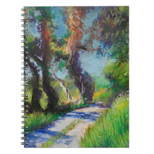 Sunlit Olive Grove Pastel Landscape Notebook