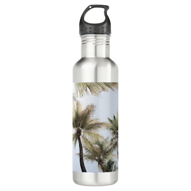 Sunlit Palm Jungle #1 #tropical #wall #art 710 Ml Water Bottle (Front)