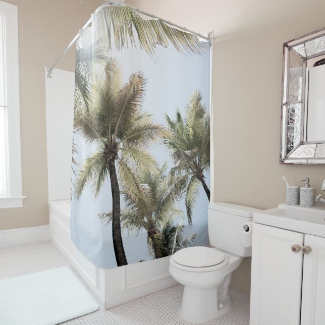 Sunlit Palm Jungle #1 #tropical #wall #art Shower Curtain (In Situ)