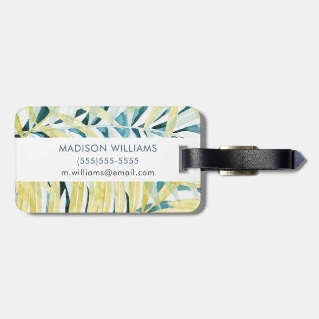 Sunlit Palms - Palm Tree Leaves Luggage Tag (Back Horizontal)