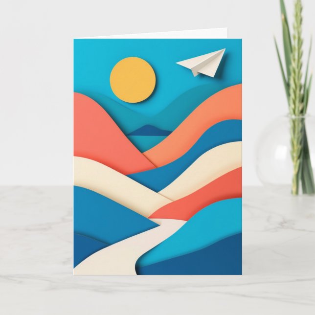 Sunlit Paper Aeroplane Journey Card (Front)