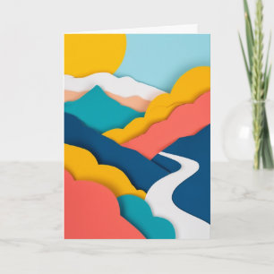 Sunlit Paper Mountain Path Card