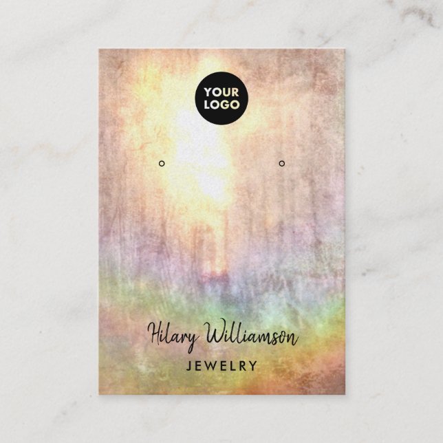 Sunlit Pastel Rainbow Grunge Earring Display Business Card (Front)