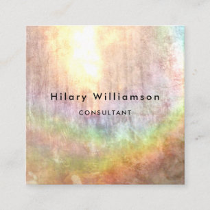 Sunlit Pastel Rainbow Grunge Square Business Card