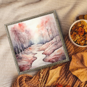 Sunlit Path Through a Pink Leaved Forest Photo Print