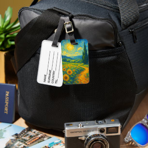 Sunlit Path Through Vibrant Sunflower Fields Luggage Tag