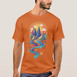 Sunlit Peaks and Flowing River T-Shirt