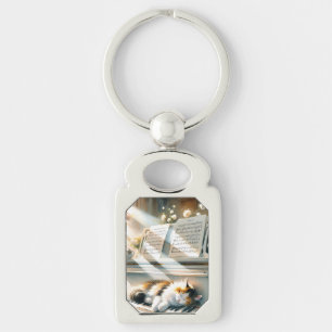 Sunlit Piano Cat Cottagecore Dream Key Ring