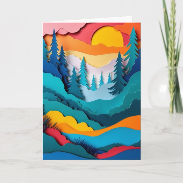 Sunlit Pine Forest Dawn Card (Front)
