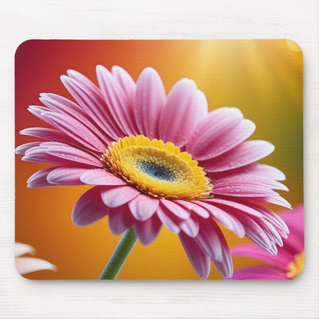 Sunlit pink daisy floral mouse pad (Front)