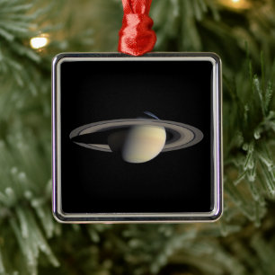 Sunlit Saturn Gas Giant Planet by Cassini Metal Tree Decoration