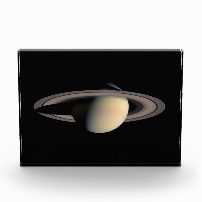 Sunlit Saturn Gas Giant Planet by Cassini Photo Block (Front)
