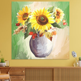 Sunlit Serenity: Sunflowers in Bloom Canvas Print