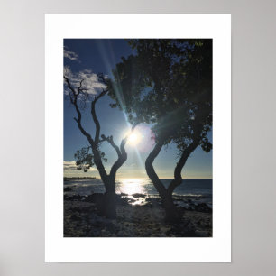 Sunlit Shore Hawaii Blue Colour Photography Poster