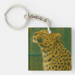 Sunlit Silence – Resting Leopard in Forest Light Key Ring
