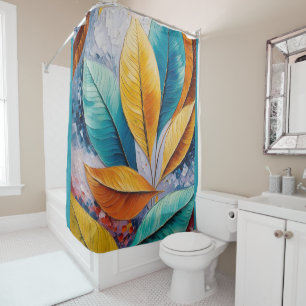 Sunlit Skies Abstract Leaf Masterpiece Shower Curtain