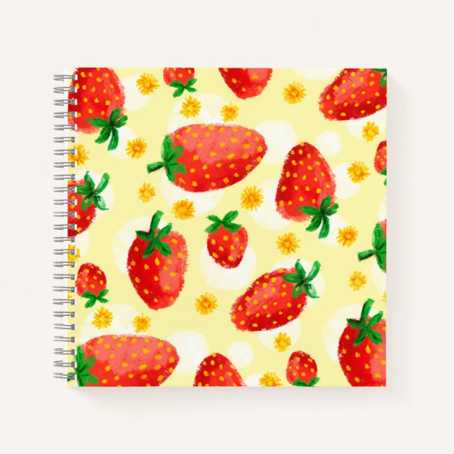 Sunlit Strawberries & Daisies  Notebook (Front)