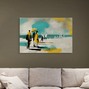 Sunlit Stroll – Abstract Figures In Open Light Canvas Print