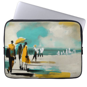 Sunlit Stroll – Abstract Figures In Open Light Laptop Sleeve