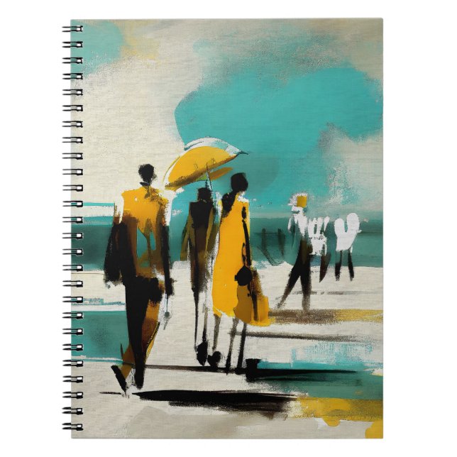 Sunlit Stroll – Abstract Figures In Open Light Notebook (Front)