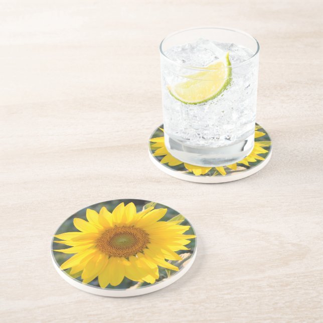 Sunlit Sunflower Sandstone Coaster (Side)