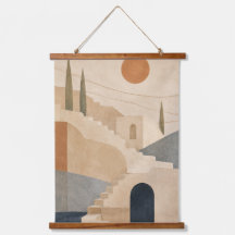 Sunlit Terraces Mediterranean Coastal Wall Tapestr