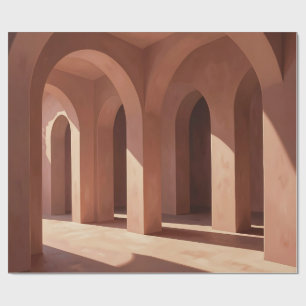 Sunlit Terracotta Arched Corridor Architectural Wrapping Paper