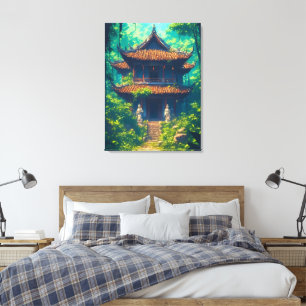 Sunlit Thai House in Lush Jungle Canvas Print