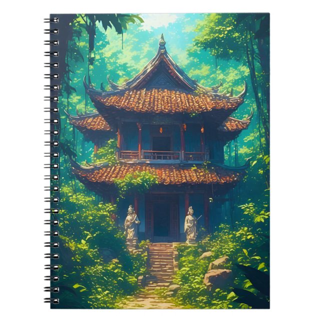 Sunlit Thai House in Lush Jungle Notebook (Front)