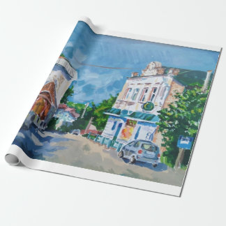 Sunlit Town Street Impressionist Wrapping Paper |