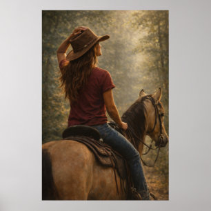 Sunlit Trail   Horse Art   Poster