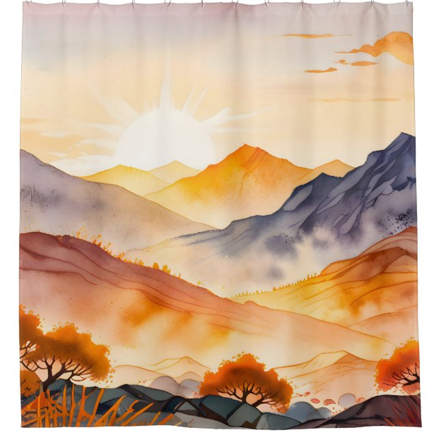 Sunlit Trees and Shadowed Valleys Shower Curtain (Front)