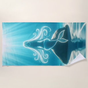 Sunlit, underwater mermaid beach towel