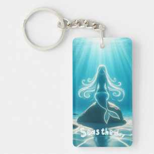 Sunlit, underwater mermaid key ring