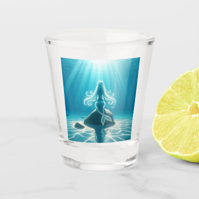 Sunlit, underwater mermaid shot glass (Front)